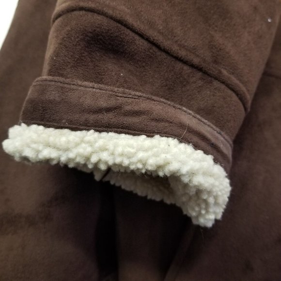 Ralph Lauren Brown Suede Sherpa Lined Coat L Rancher Western Cosplay - Picture 10 of 10